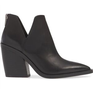Vince Camuto Gigietta Boots- Black Leather Block Heel Ankle Booties